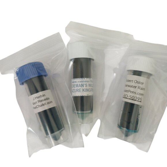 Fountain Pen Ink Samples Variety Pack Bundle of 7 Blue and Turquoise Inks - Picture 5 of 9